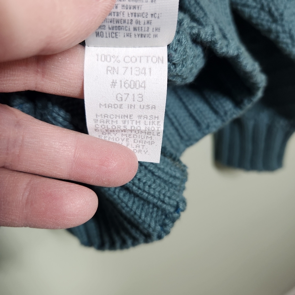 Vintage L.L. Bean Men's Green 100% Cotton Sweater, Sz XL - Picture 6 of 8